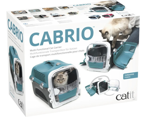 Catit Cabrio Carrier transportbox, turquoise/grijs, ca. 51 x 33 x 35 cm
