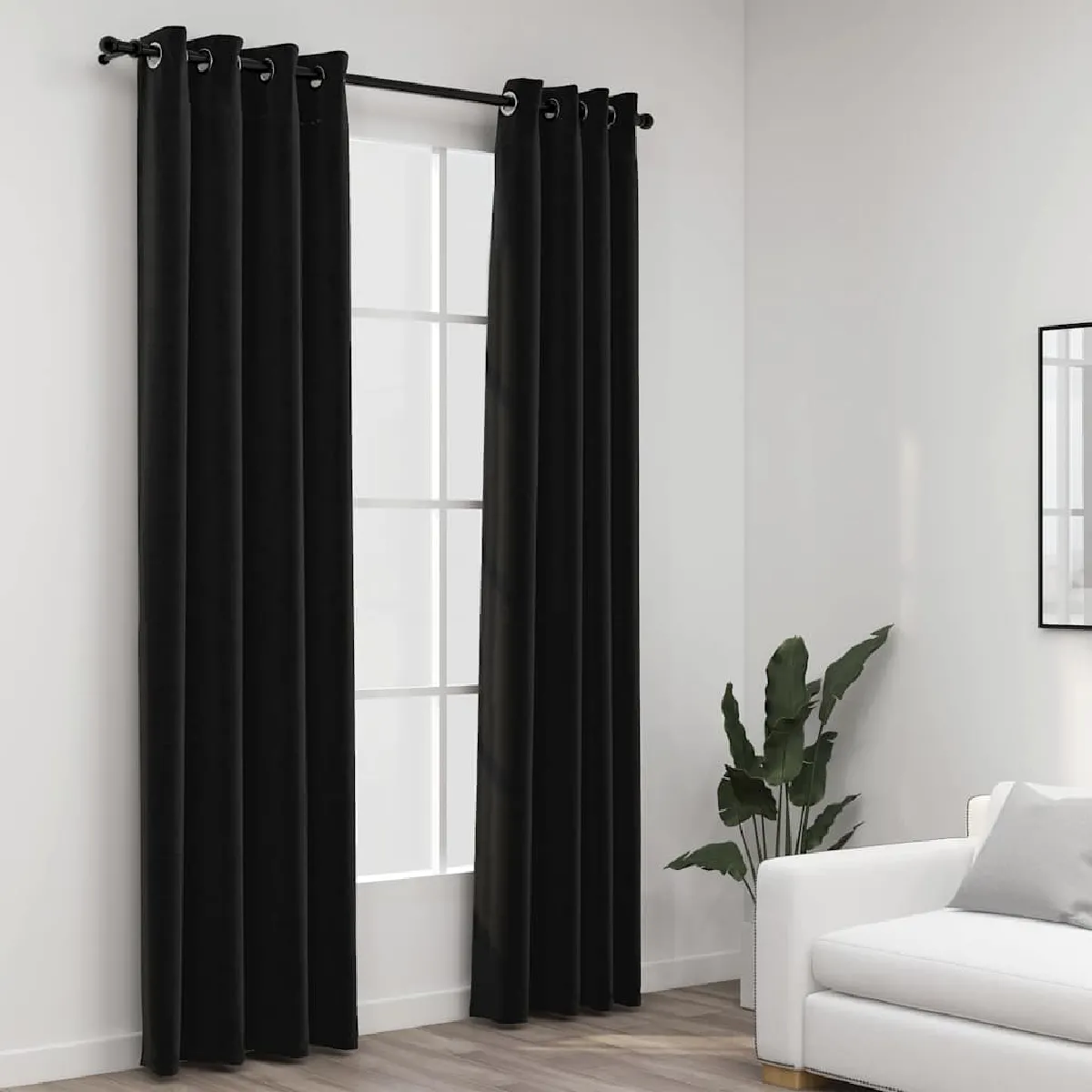 vidaXL Rideaux aspect lin - Anthracite - 140x225 cm