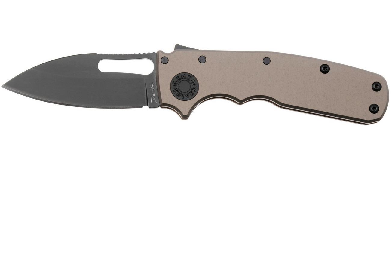 Demko Knives Shark-Cub Shark-Lock Slicer Shark SC-20CV-BLKG10-SS Artillery Grey Anodized Aluminium, zakmes