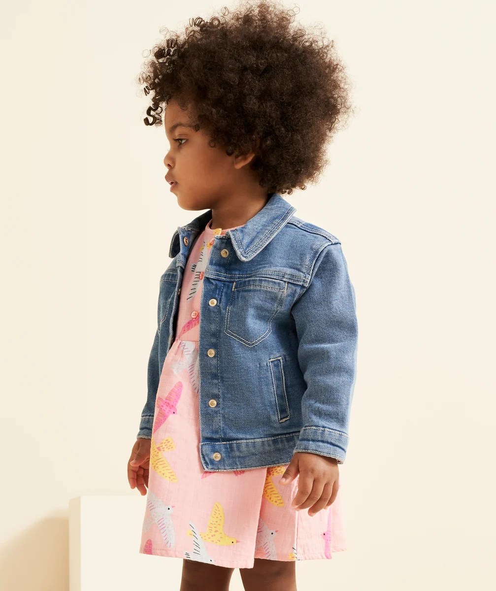 VESTE EN JEAN BÉBÉ FILLE LOW IMPACT AVEC BOUTONS COULEUR DORÉE