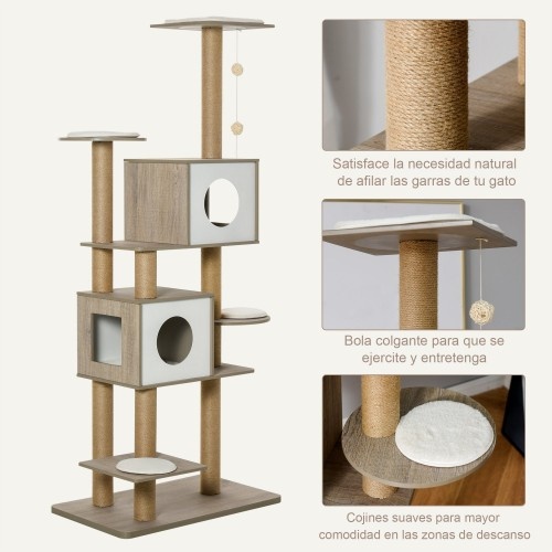 Arranhador para Gatos Pawhut, Branco e Marrom