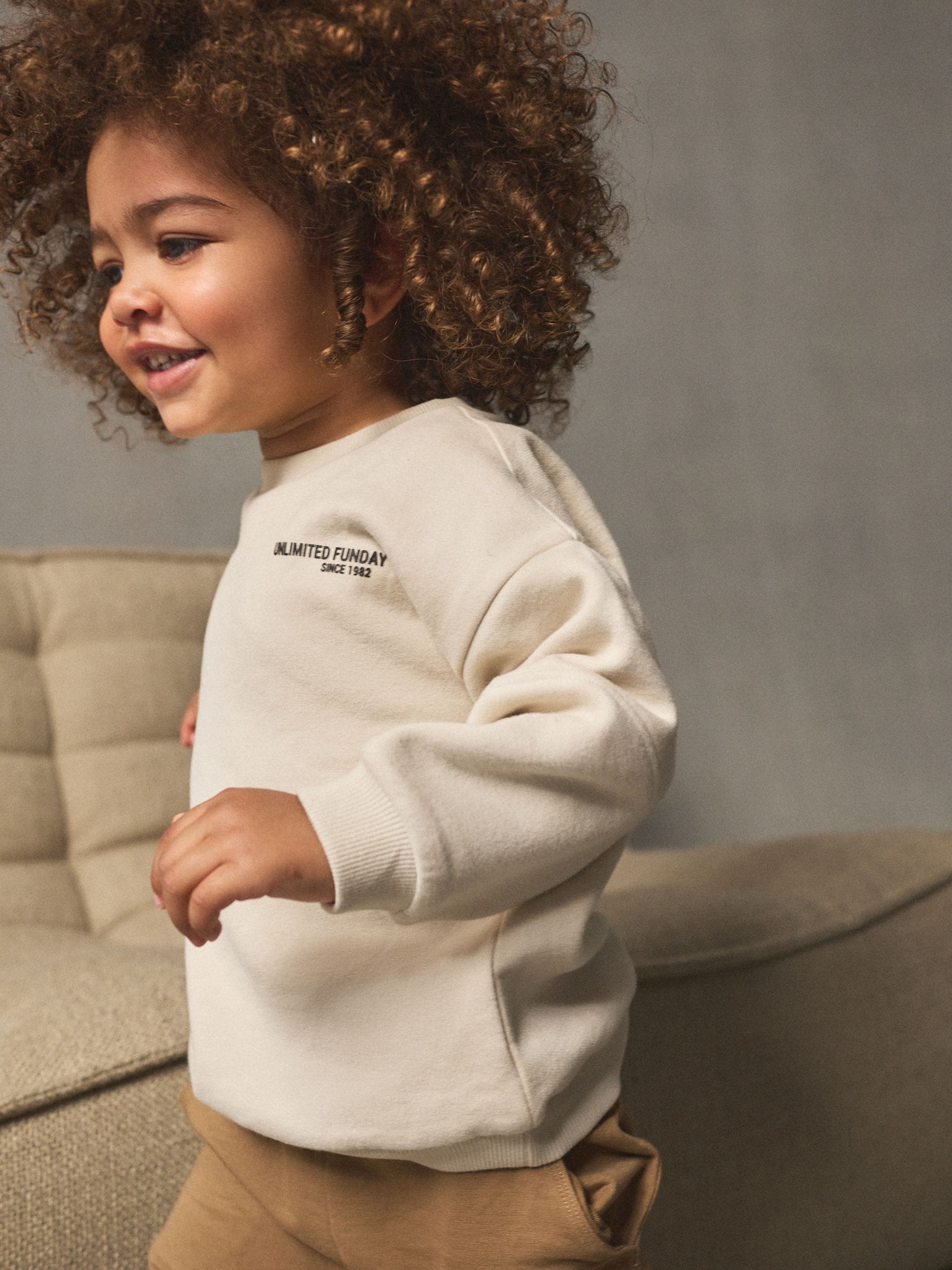 Ecru gebroken wit - Set met utility-sweatshirt en super skinny joggingbroek (3mnd-7jr)