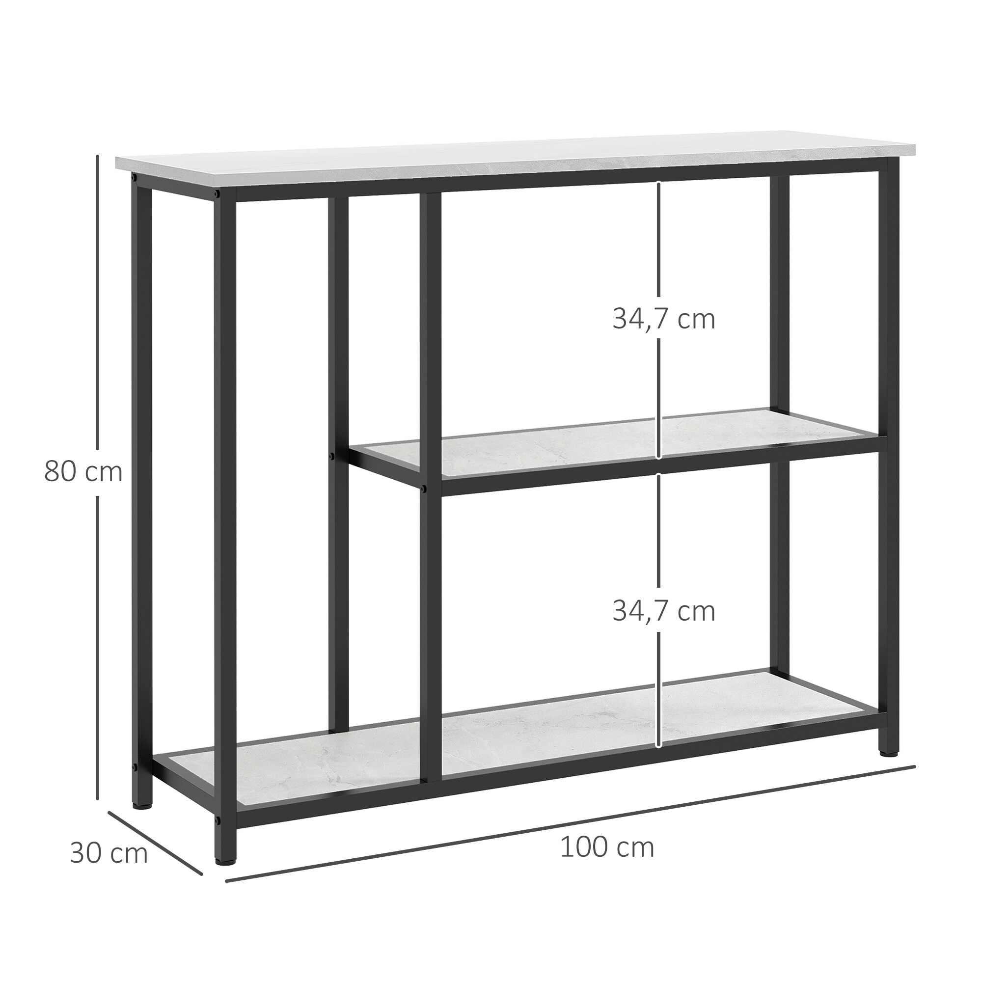 HOMCOM Konsolentisch mit viel Stauraum weiß 100L x 30B x 80H cm