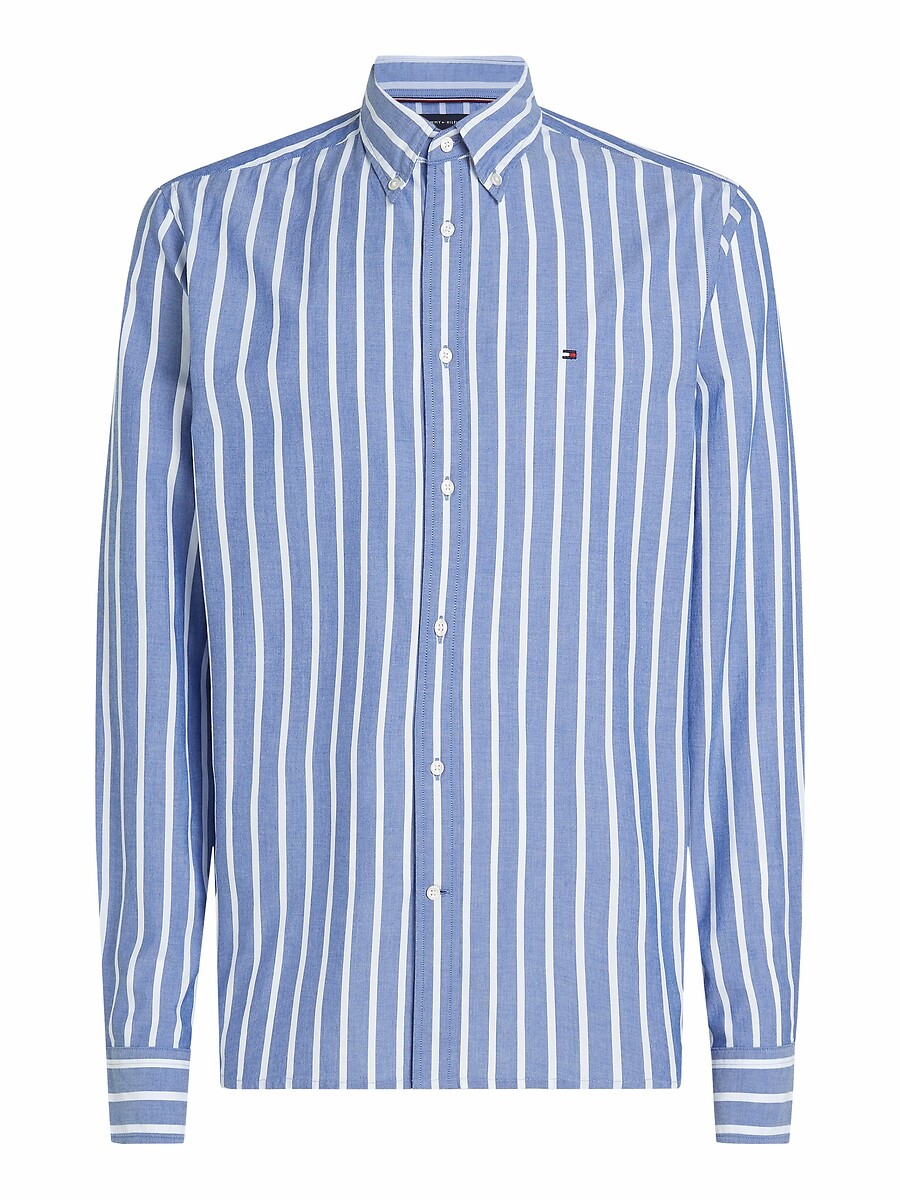 TOMMY HILFIGER<br>Camisa listrada de popeline flexível