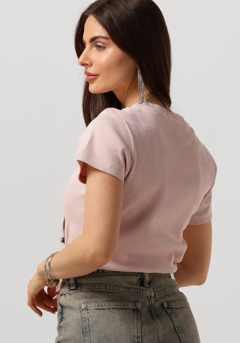 CALVIN KLEIN lichtroze calvin klein t-shirt woven label rib slim tee