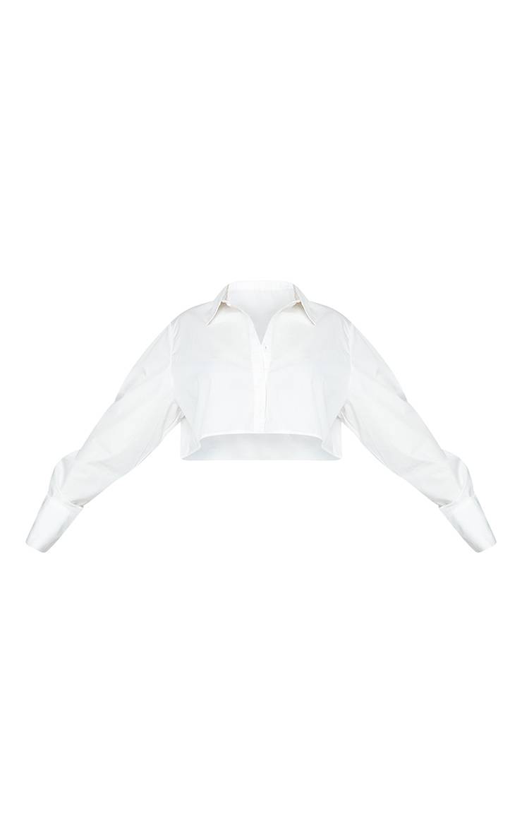 Blanc Chemise Crop Oversize En Coton Plus