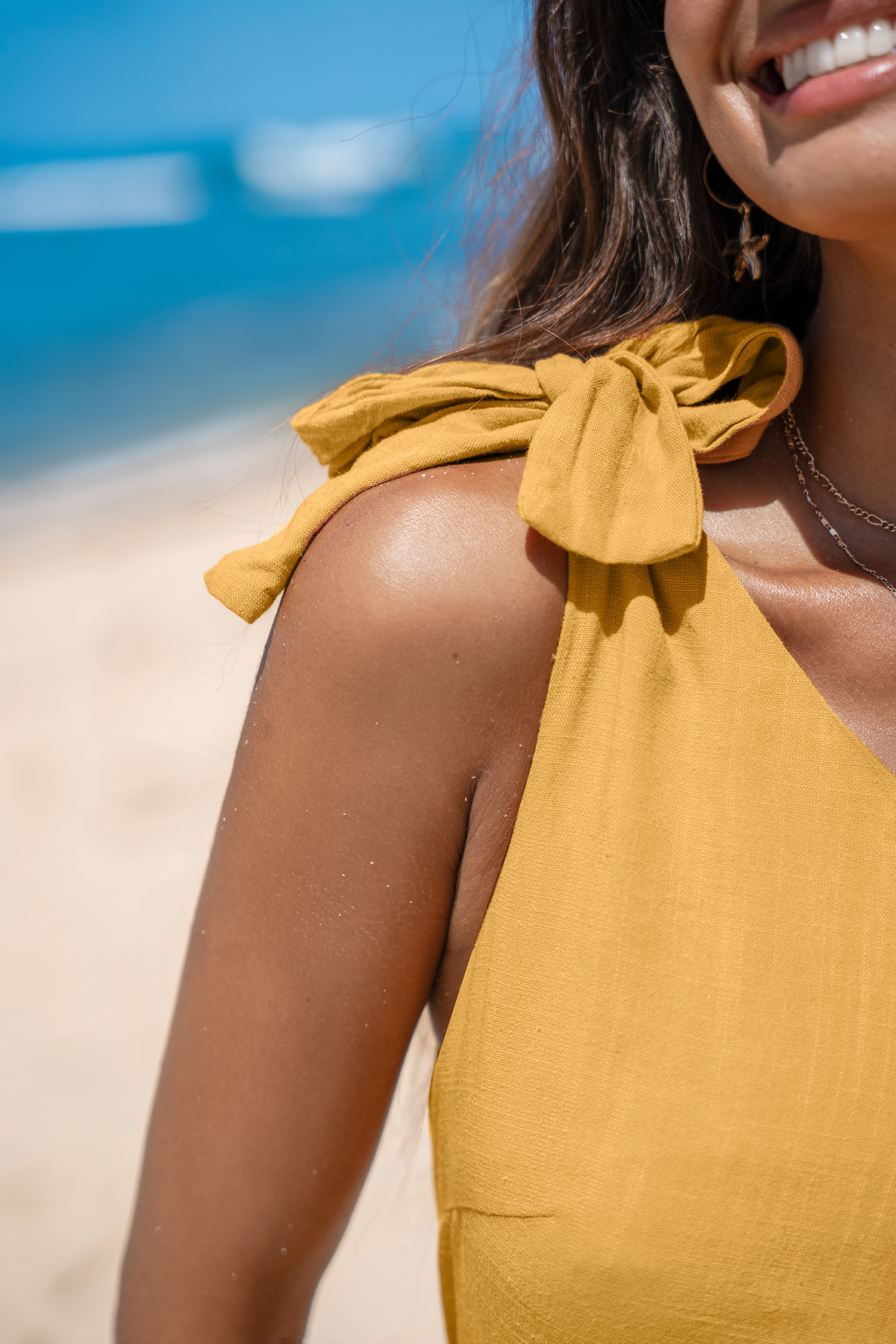 Robe mini à une épaule jaune
