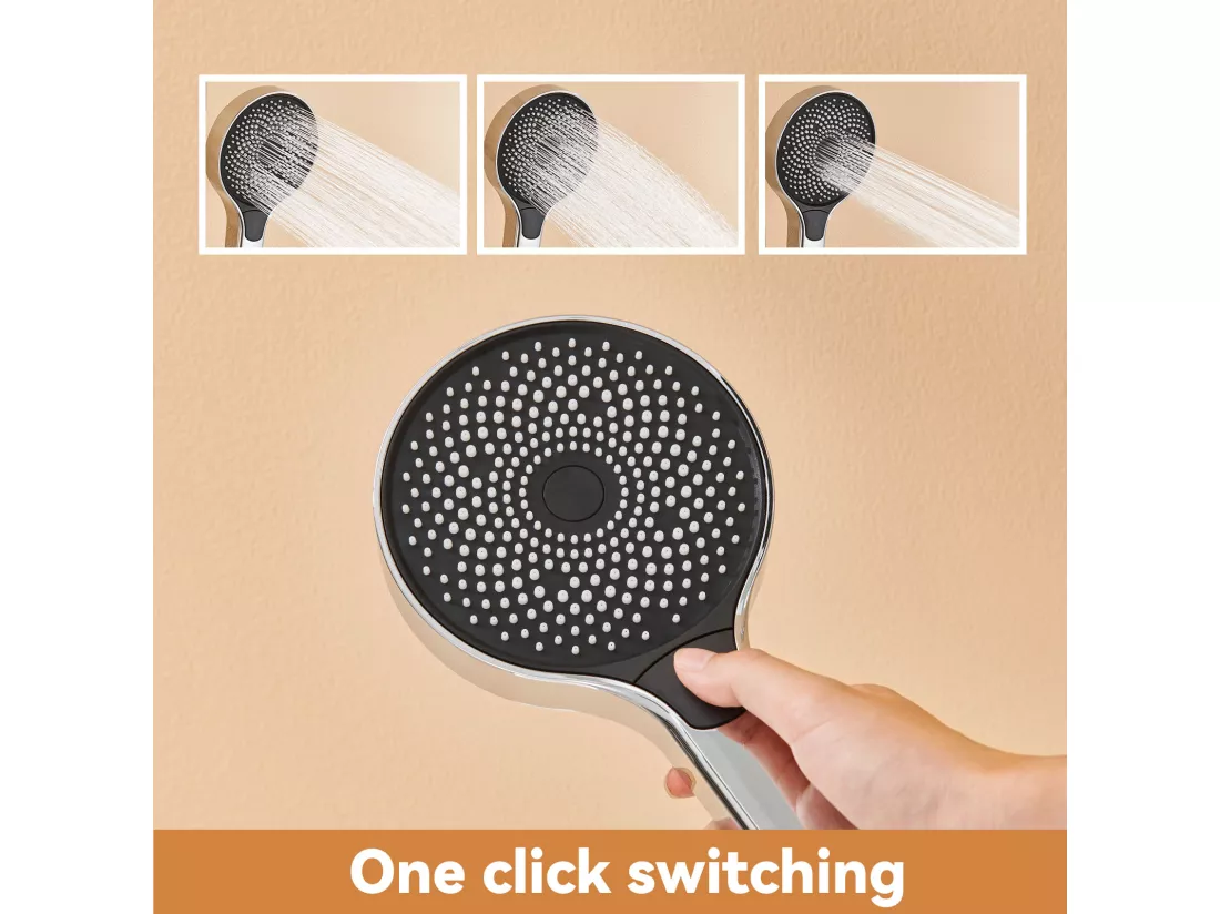Colonne Douche Chromé,avec Mitigeur,Ensemble de Douche Réglable en Hauteur 103-139 cm, Mitigeur Douche avec Douche de tête et Douchette 3 Jets