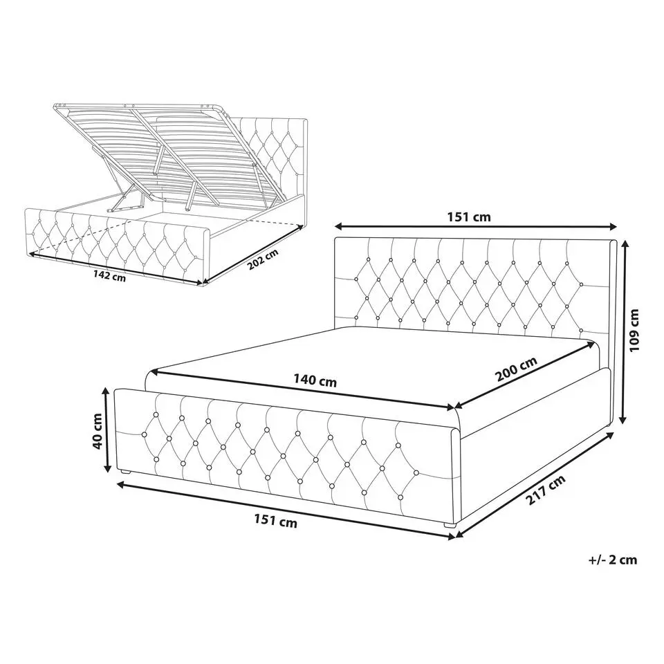 AMIENS - Bed met opbergruimte - Taupe - 140 x 200 cm - Fluweel