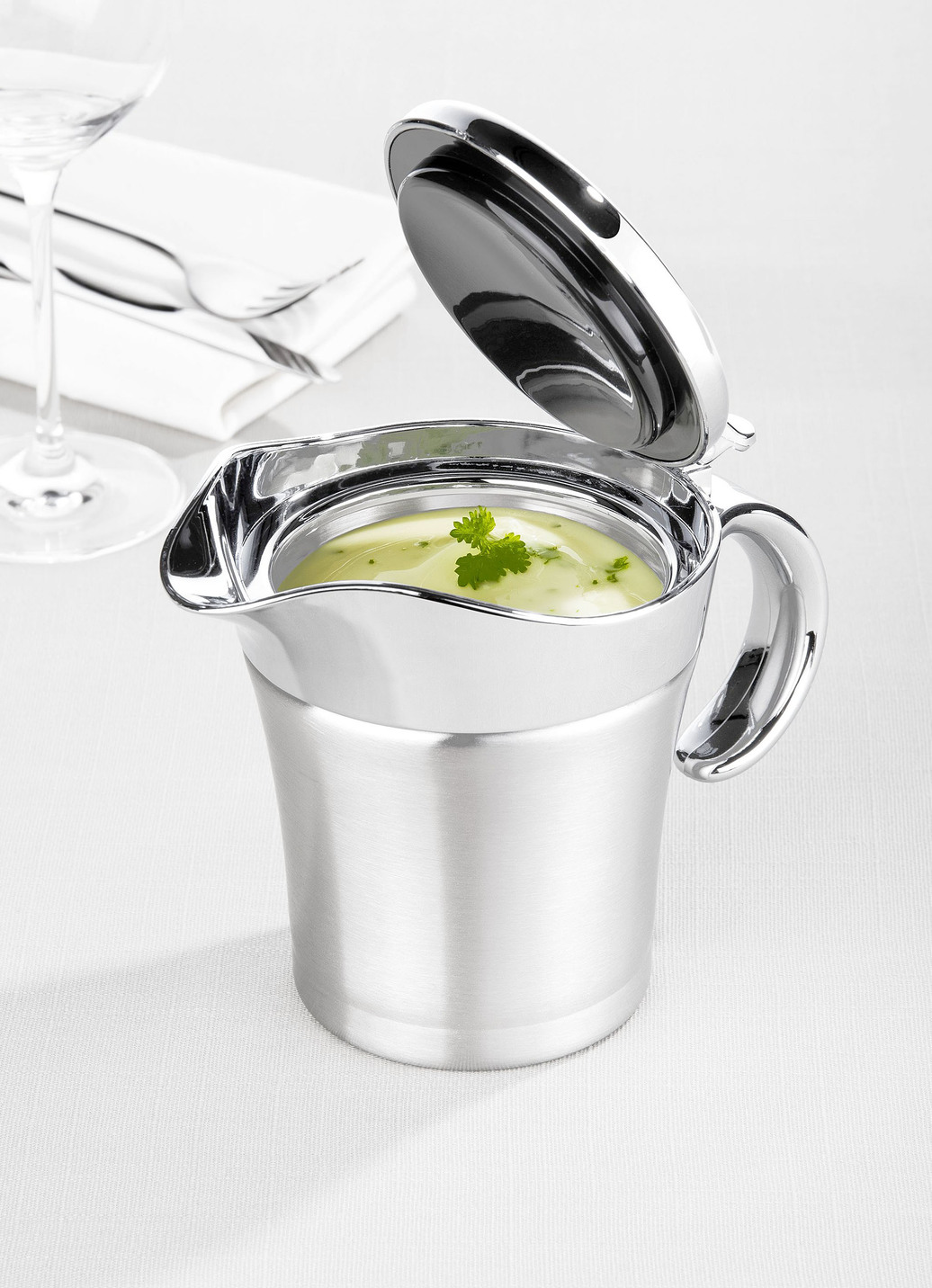 Thermo-Sauciere aus Edelstahl mit Deckel