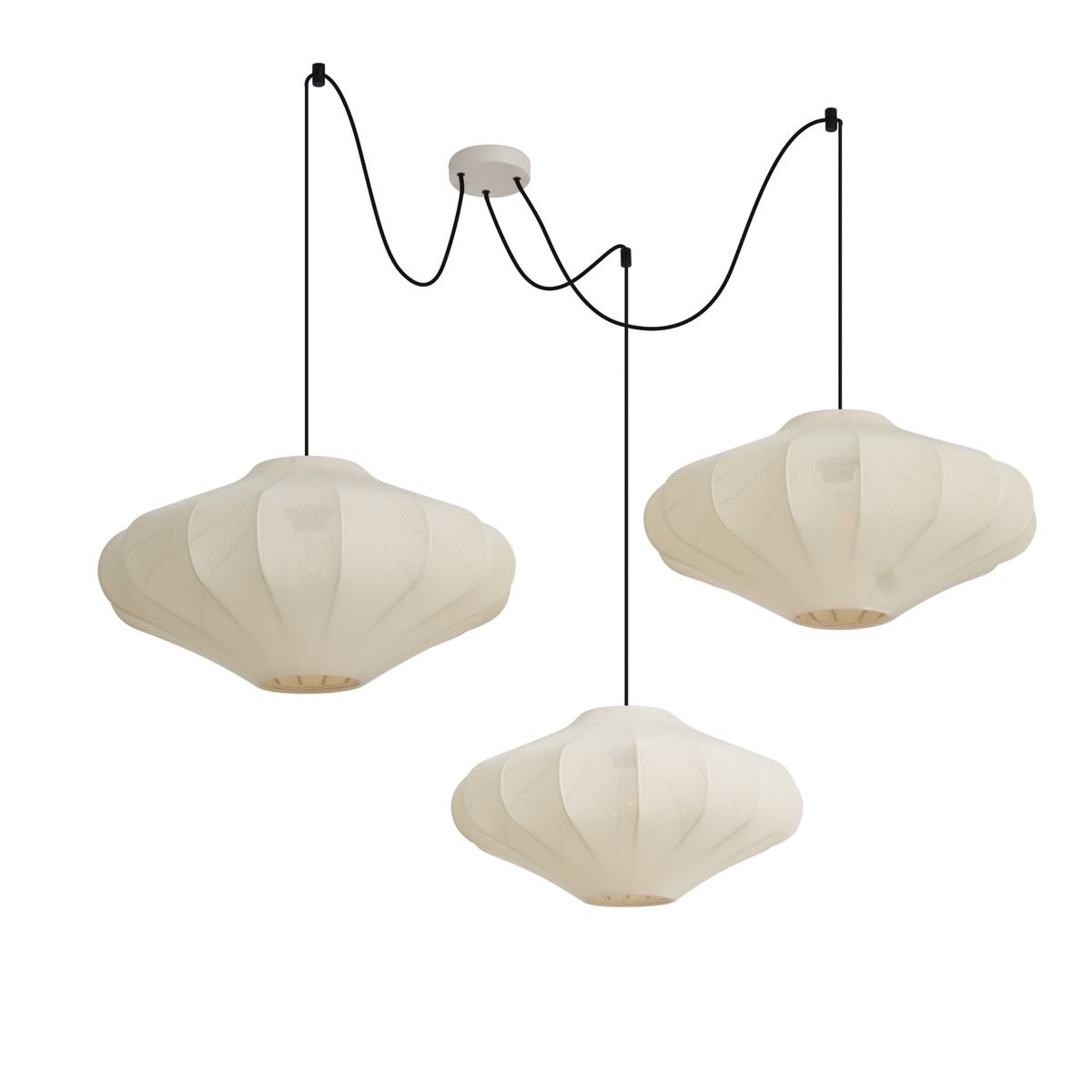 Japandi hanglamp beige 50cm 3-lichts - Plu