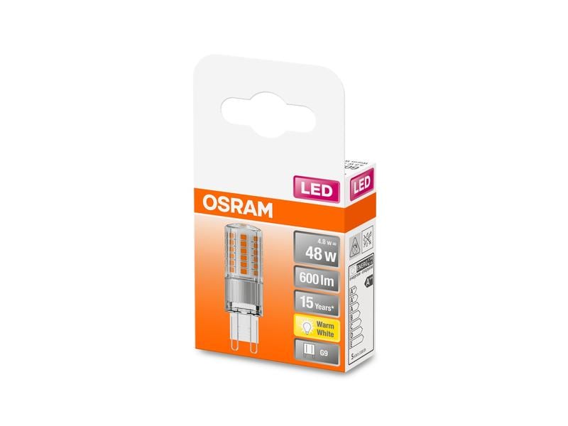 OSRAM Lampe Star Pin 50, 4.8W, G9 Warmweiss LED-Lampe mit Retrofit-Stecksockel G9