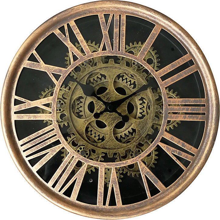 Horloge murale avec mécanisme apparent doré Ø52.5cm