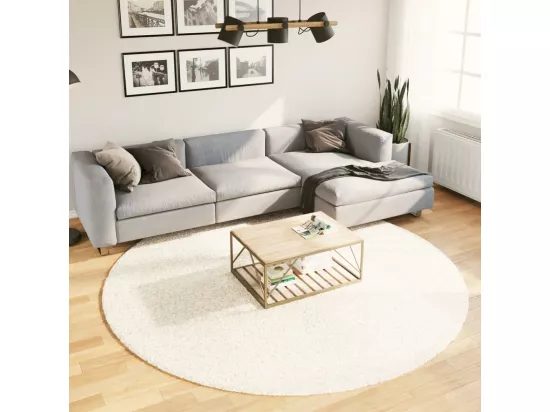 Tapis shaggy à poils longs moderne crème ø 240 cm