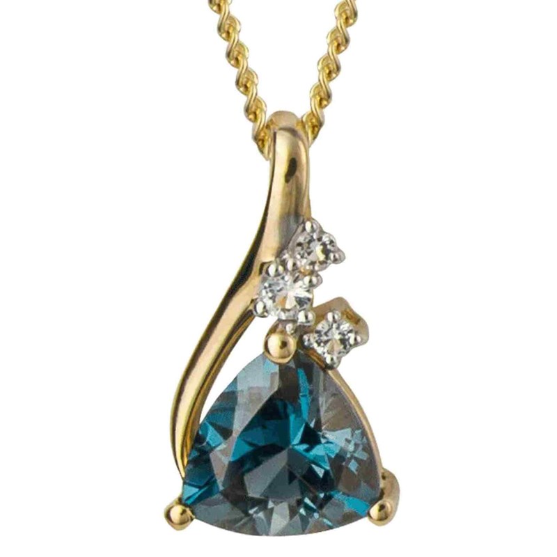 Collier topaze bleue et blanche en or 375