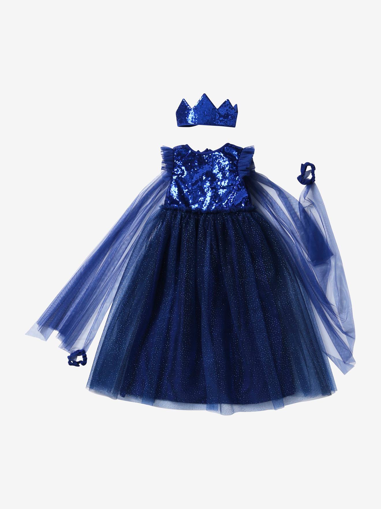 Traje de princesa com véu e coroa verde-esmeralda