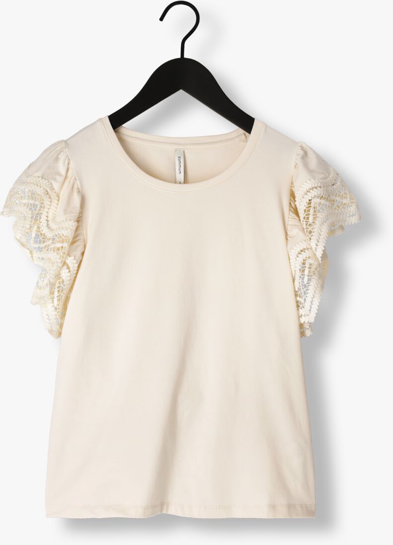 SUMMUM gebroken wit summum t-shirt jersey top tee with lace