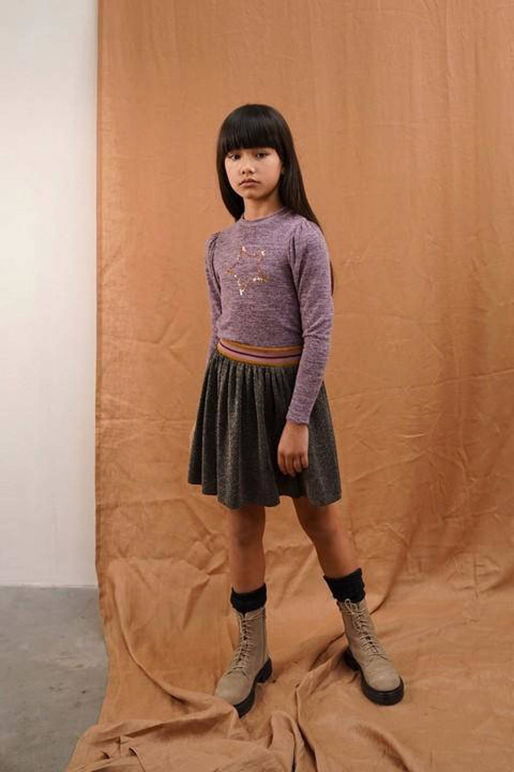 Like Flo rok met glitters bruin/oker