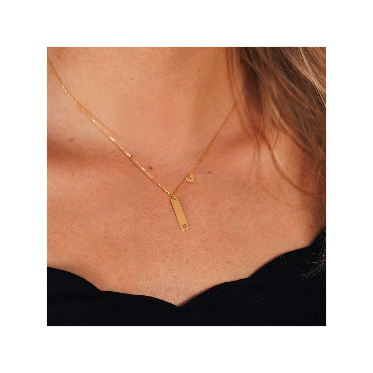 Collier or 375 jaune coeur 45 cm