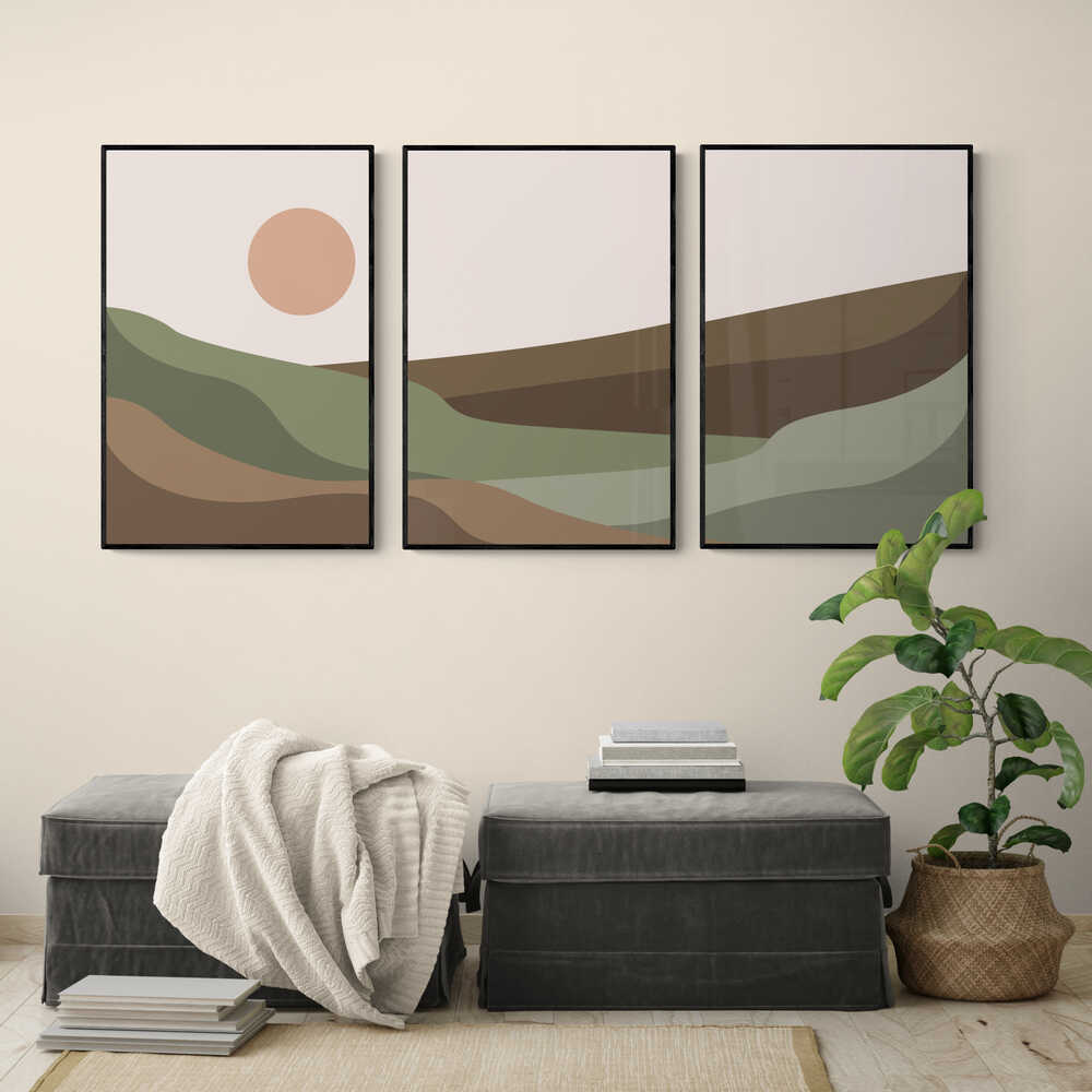 Walljar poster ingelijst - Abstract Mountains Poster ingelijst - 50 x 70 cm