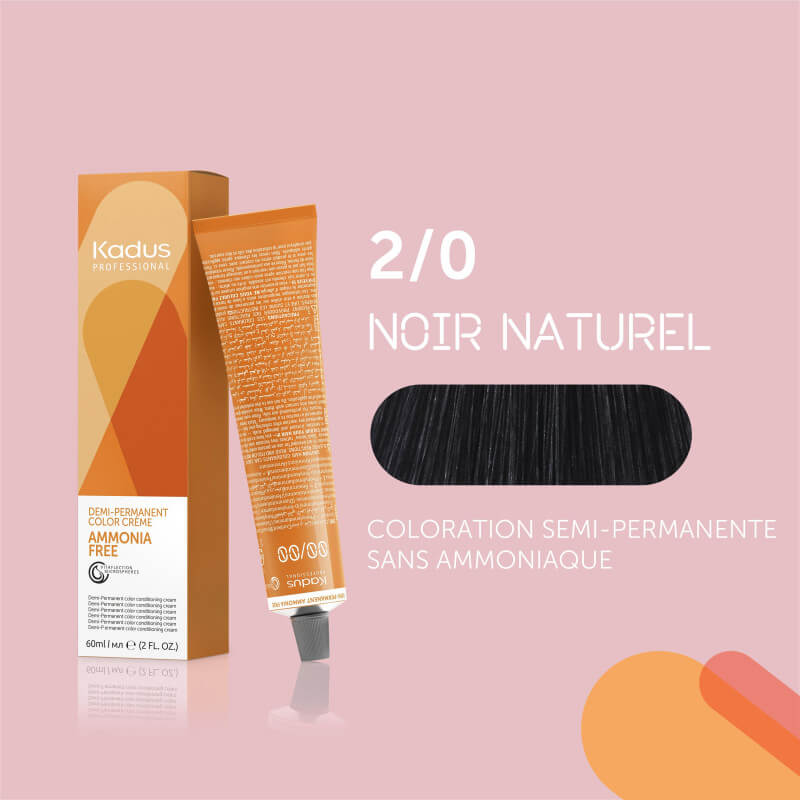 Coloration semi-permanente sans ammoniaque 2/0 noir naturel Kadus 60ML