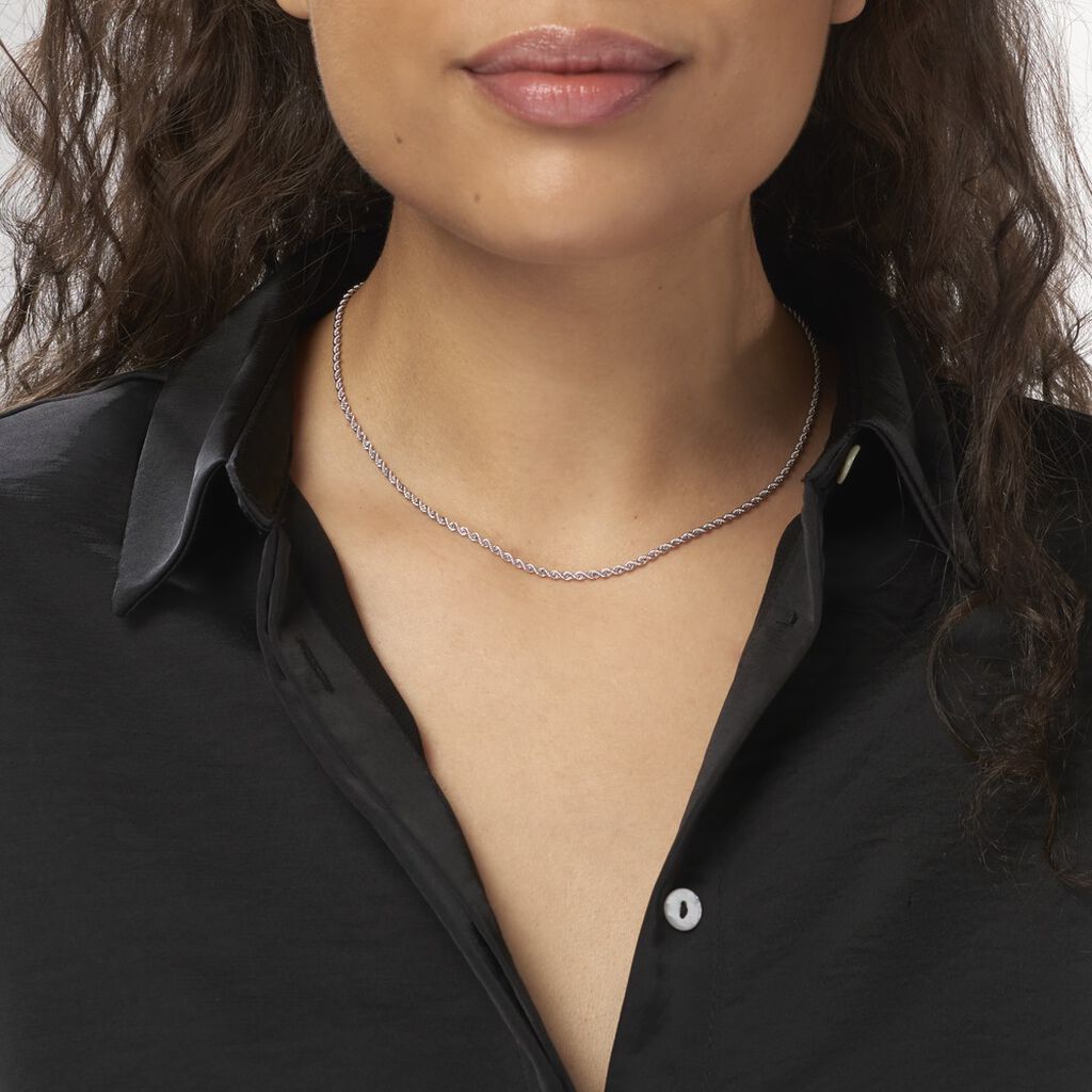 Collier Jerry Maille Corde Or Blanc