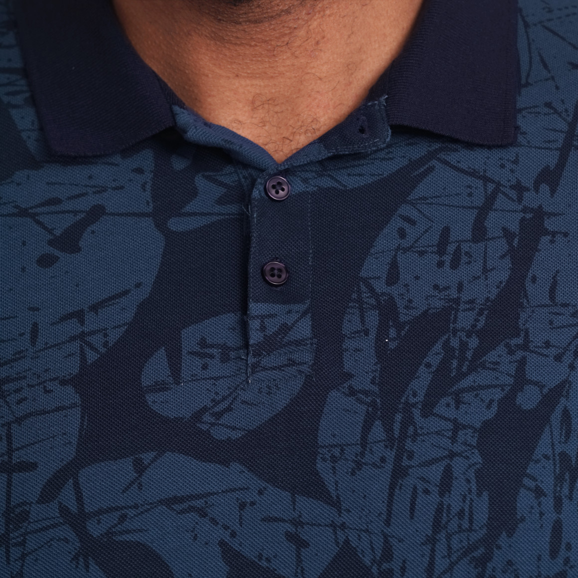VanVaan Herren Poloshirt mit Allover-Muster dunkelblau