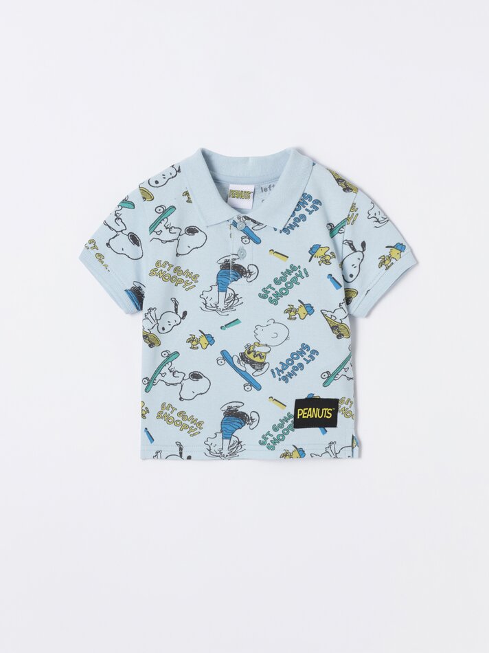 Conjunto de camisa polo e bermuda Snoopy Peanuts™ - Azul claro