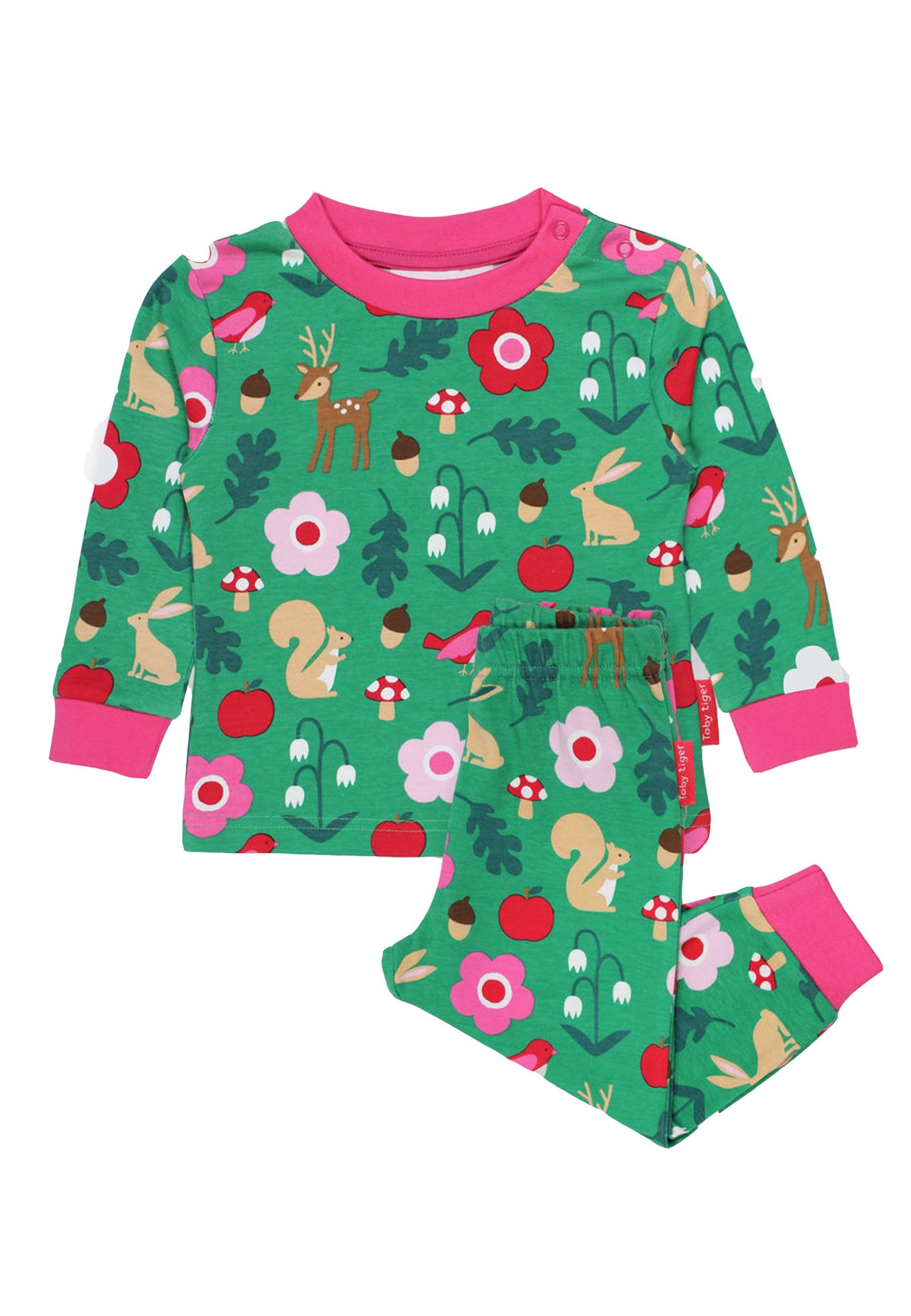 Toby Tiger Schlafanzug, langer Arm, zweiteilig mit Wald Print