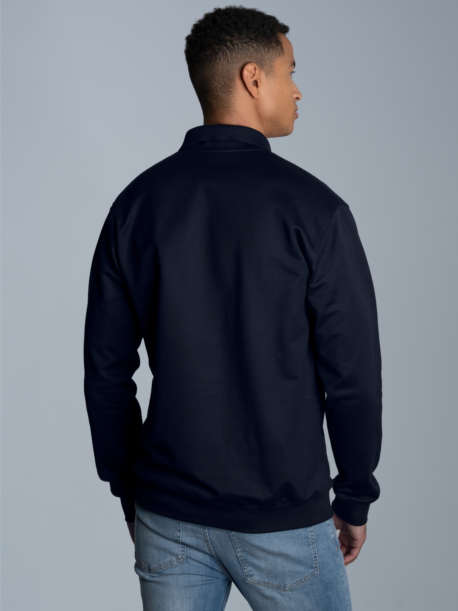 Langarm Polo aus Sweat-Qualität Navy