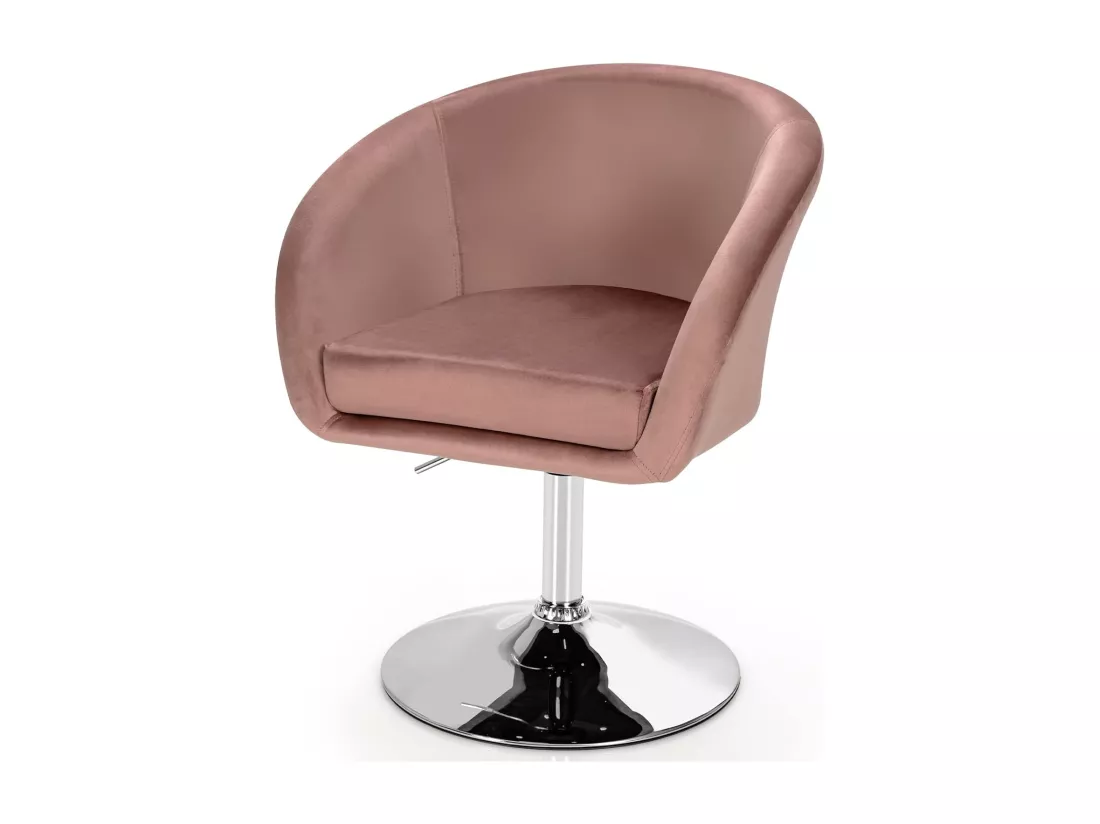 Chaise Pivotante en Velours, Fauteuil de Bureau réglable en Hauteur, Base Galvanisée Charge 125kg Rose