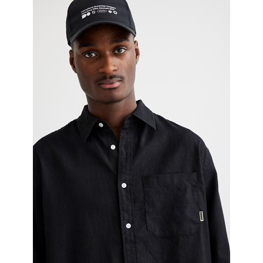 Woodbird Yuzo Linen Skjorte, Black, S