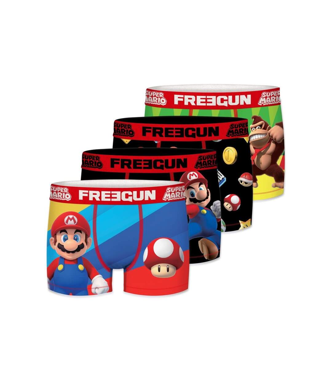 Boxer Homme Mario, Donkey Kong, Calecon Homme, SUPER MARIO, Agréable et Ajustement Parfait (Lot de 4)