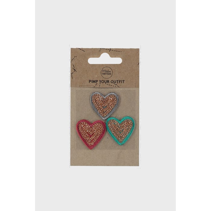 Atelier Veritas-Set van 3 patches met paillet hartjes