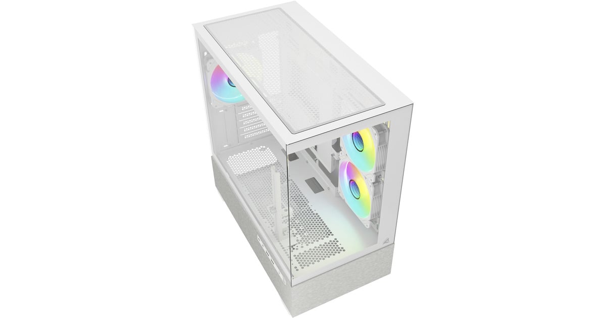 SharkoonMK7 ARGB mini tower behuizing  (Wit | 2x USB-A | 1x USB-C | RGB | Tempered Glass)