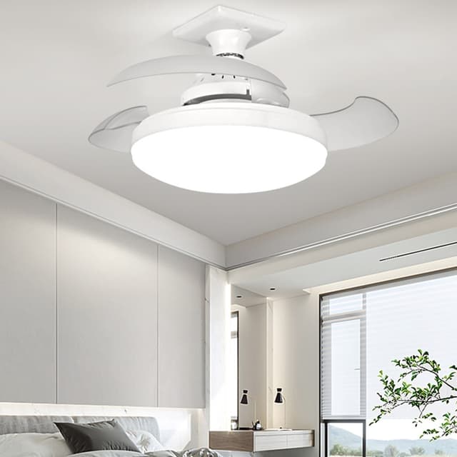 Loftsventilator E27 Ventilator Loftslys med fjernbetjening APP kontrol 3 hastigheder dæmpbar