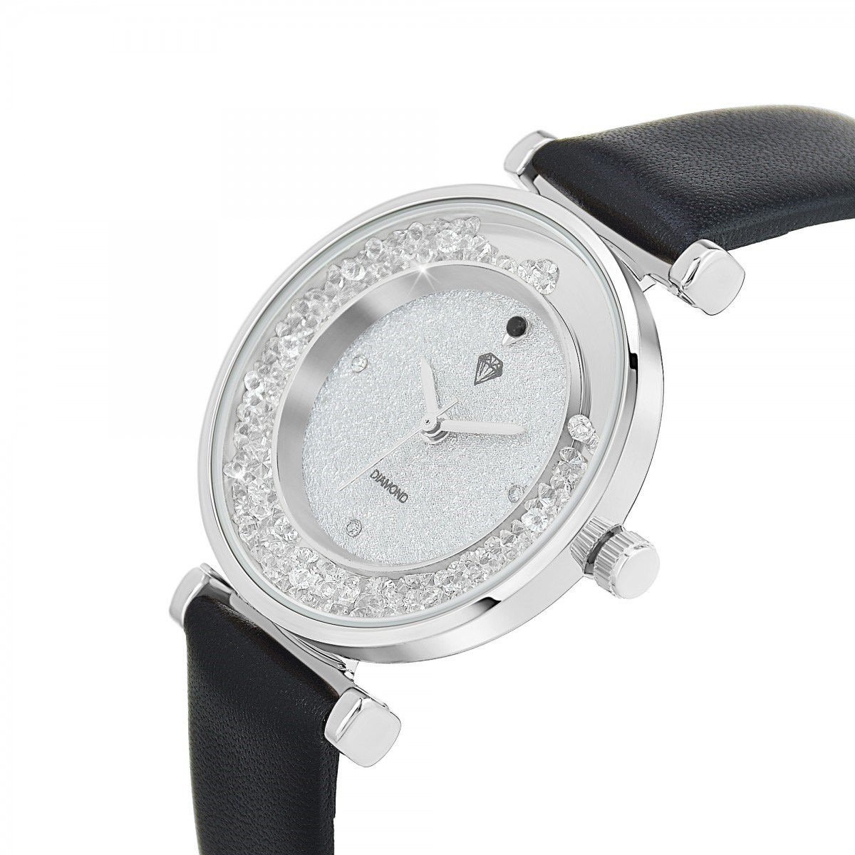 Montre Héléna élégante SC Crystal ornée d'un véritable diamant noir