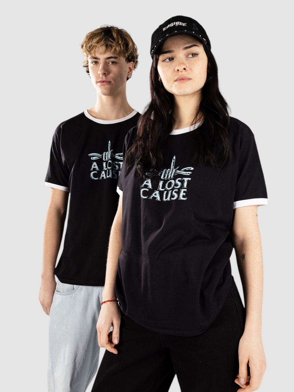 A Lost Cause Razor Ringer T-Shirt black/white