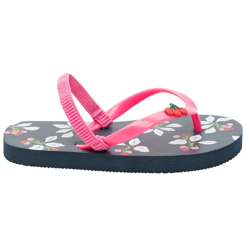 Tongs print baies à lanière au dos - Rose