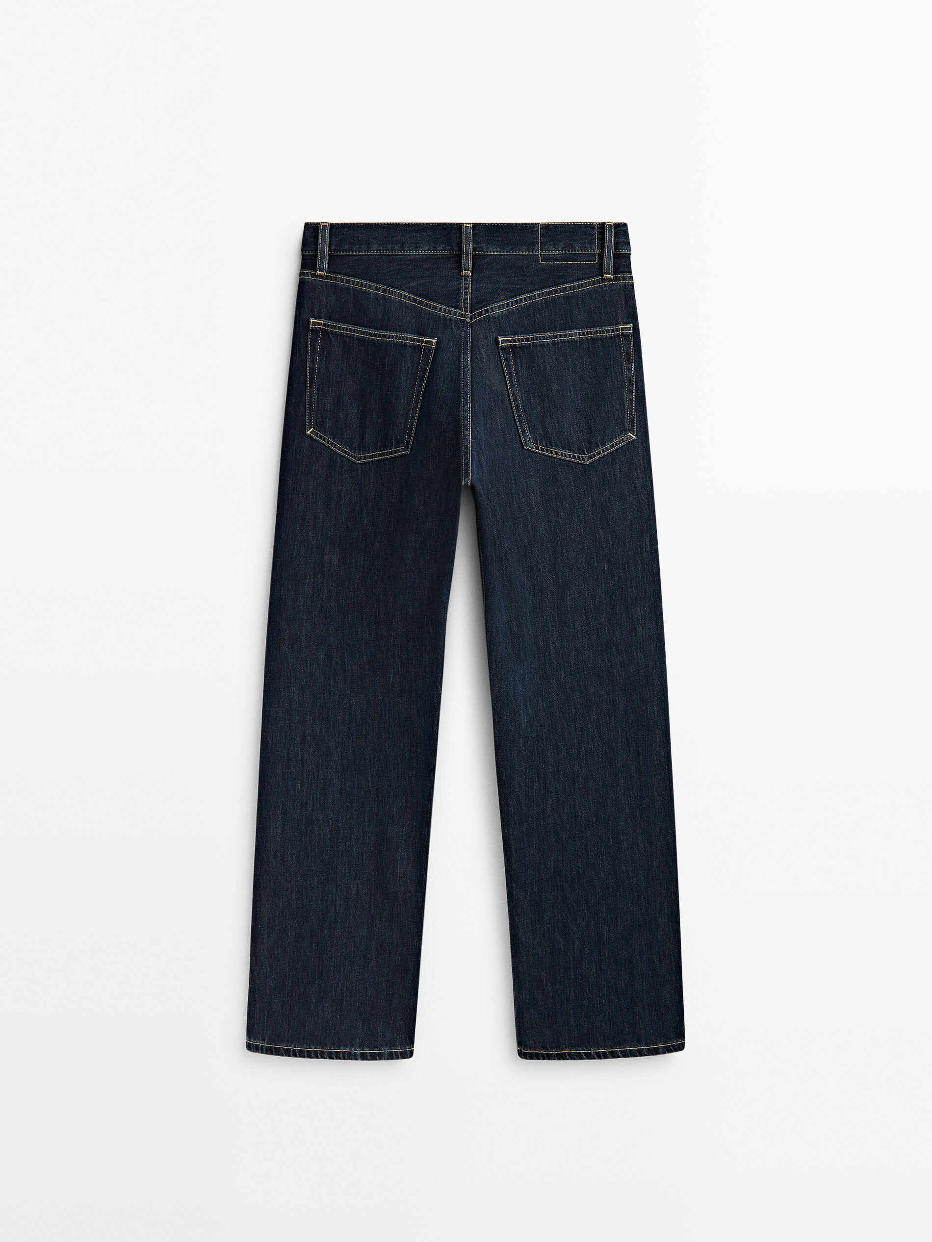 Calça jeans reta de cintura alta - AZUL ESCURO
