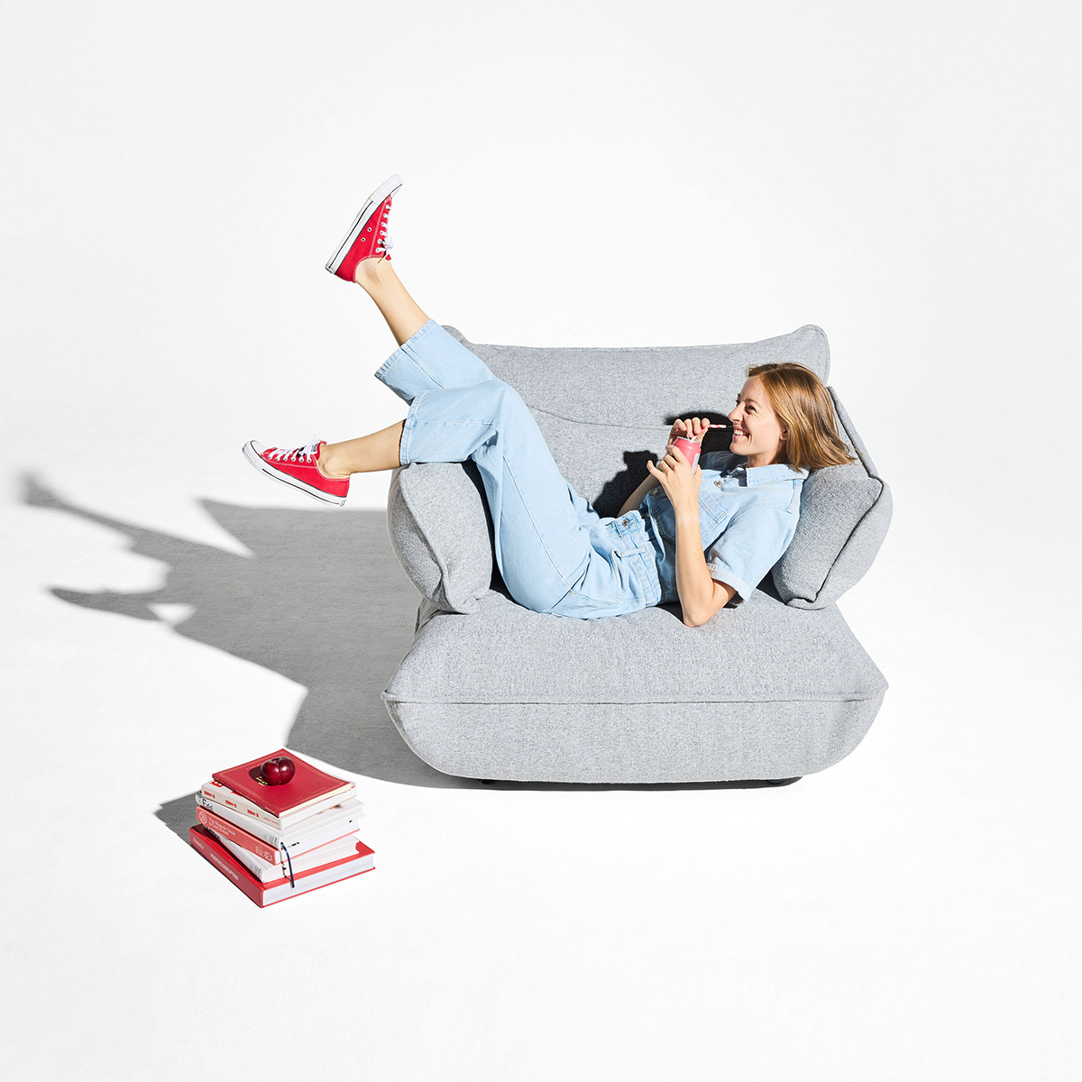 Fauteuil Sumo loveseat boucle recycled grey melange