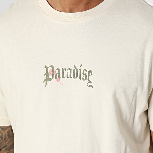Tee Shirt Oversize Large Paradise Palm Beige Vintage