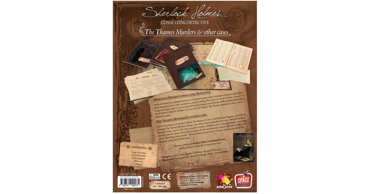 AsmodeeSherlock Holmes Consulting Detective: The Thames Murders & other cases Bordspel  (Engels, 1 - 8 spelers, 60 - 90 minuten, Vanaf 12 jaar)