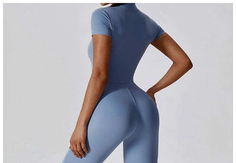 Skinniano - Sportjumpsuit met korte mouwen en halve rits