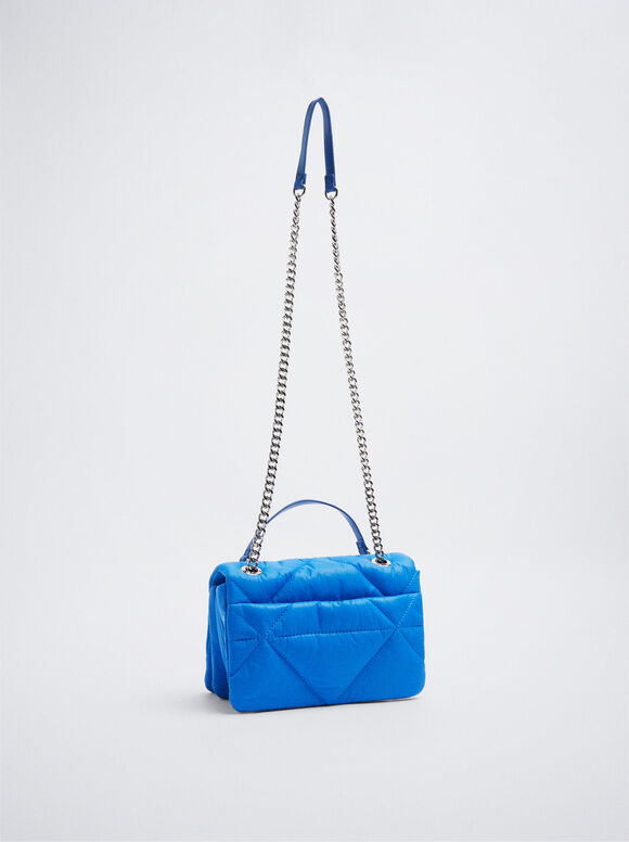 Bolsa acolchoada com corrente - Azul