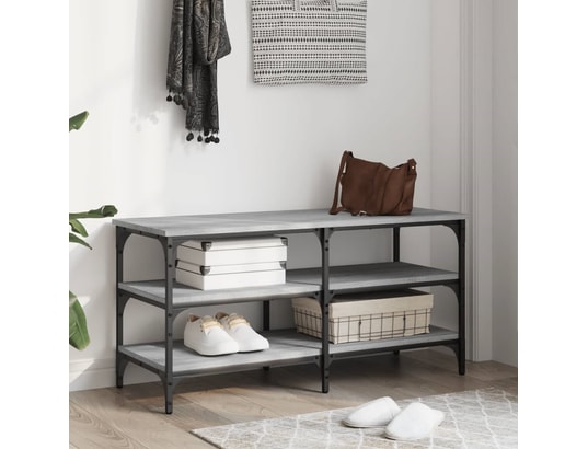VIDAXL - Banc à chaussures sonoma gris 100x38,5x49 cm bois d'ingénier...