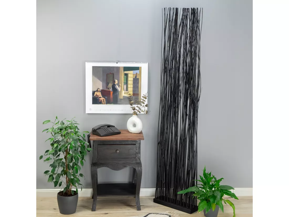 PARAVENT Slim 170x40 cm, branches en bois de saule schwarz