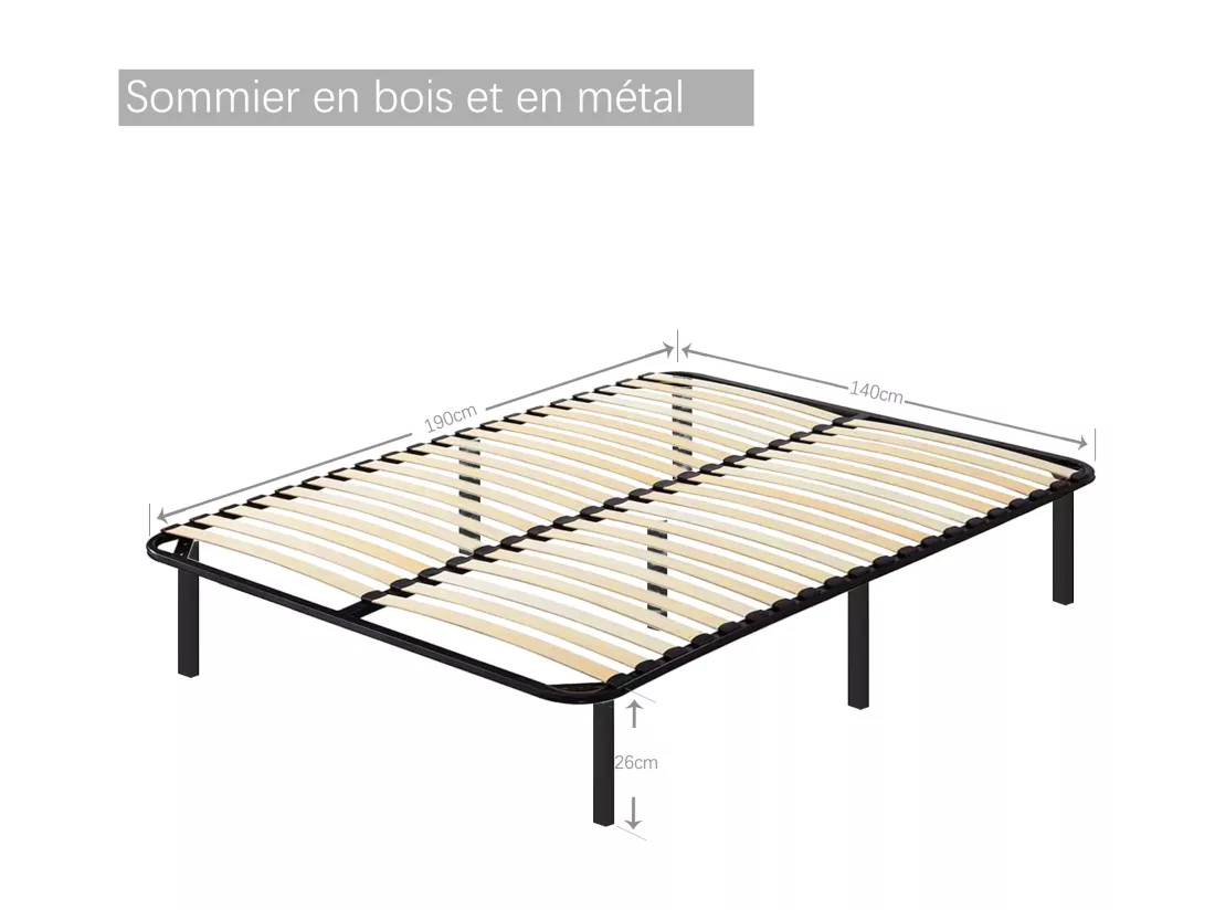 (Fabriqué en Europe) Lit Ensemble Matelas et Sommier 140x190 cm - Matelas 140x190x15cm Mémoire de Forme - Sommier 140x190cm avec Pieds (Deux colis)