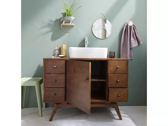 Meuble de salle de bain en mindi massif 100 cm