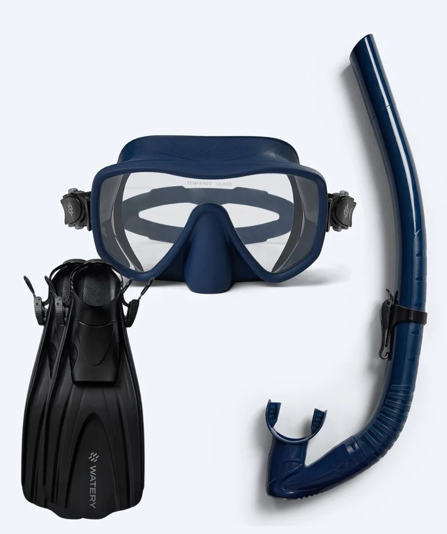 Watery snorkelsæt til voksne (fra 15 år) - Coast/Skipper - Mørkeblå/sort